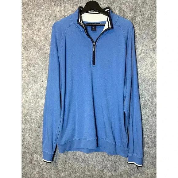 Brooks Brothers Blue Supima Cotton Quarter-Zip Pullover XL - Picture 1 of 5